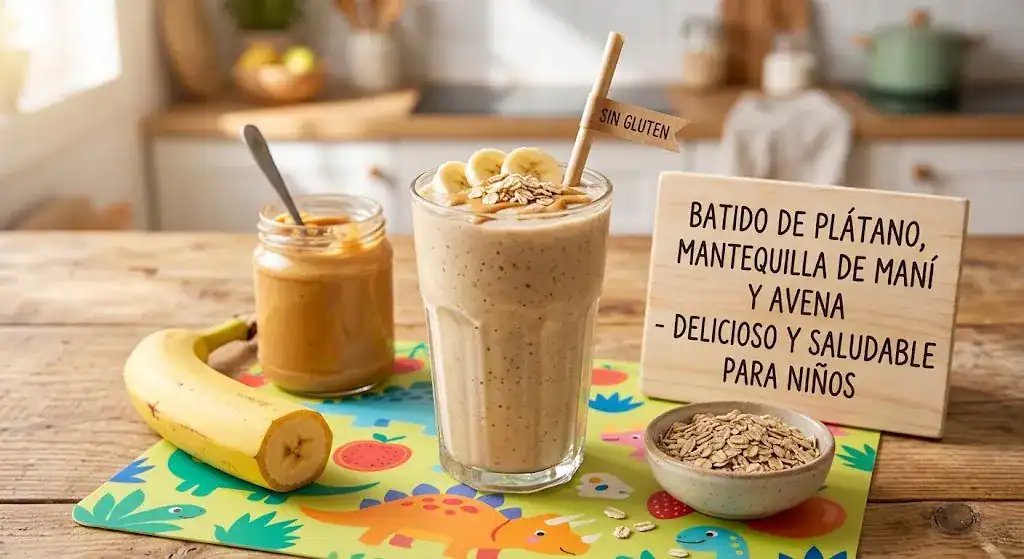 Batido sin gluten de plátano y mantequilla de maní para niños