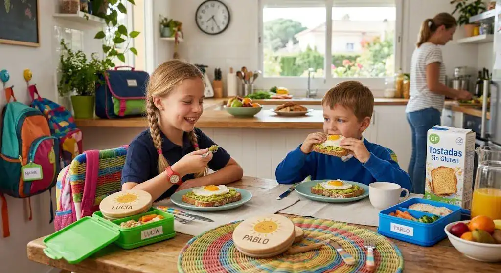 Pan sin gluten tostado con aguacate y huevo para niños